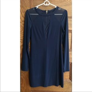 Express Navy Sheer V Front & Sleeves Dress Size S